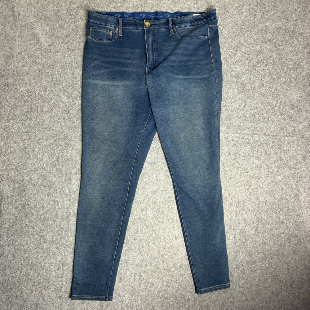Seven7 Brooks Knit Denim Leggings Womens Sz 16 Medium Wash Skinny Stretch Jeans